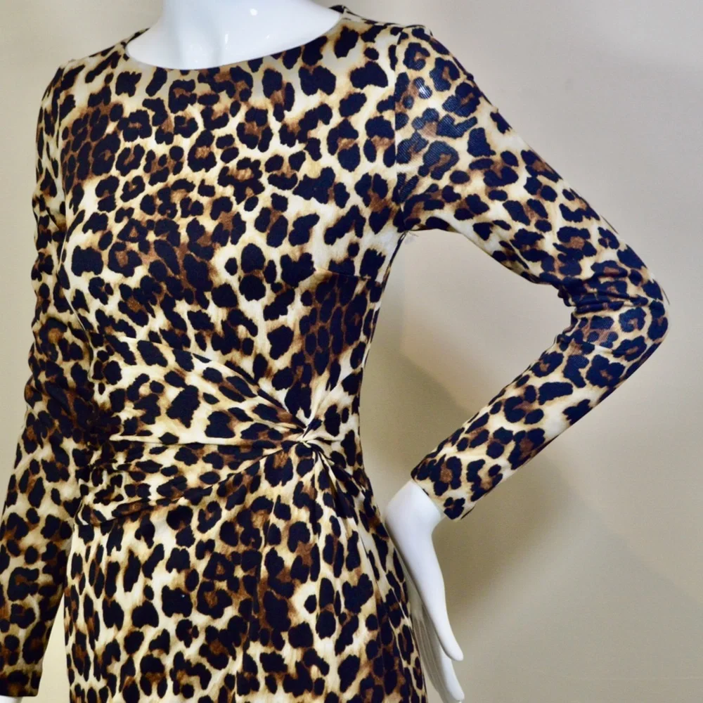 Leopard Print Mini Night Out Dress by Carmen Marc Valvo.Made in US